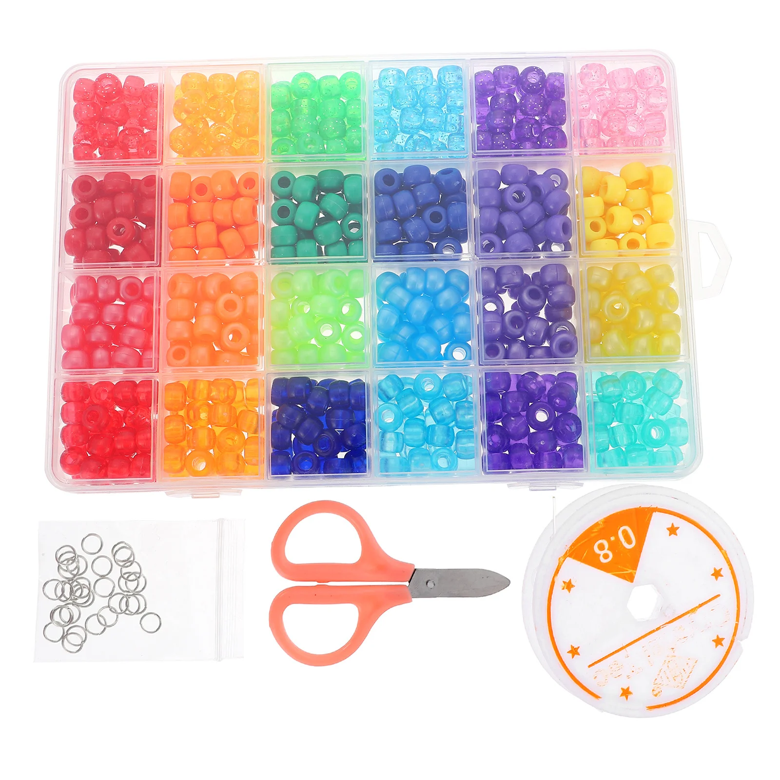 

1 Set Of Large Hole Loose Beads Multi-Color Plastic Beads For Diy Jewelry Making Craft Sorting Counting Fingers Exercise