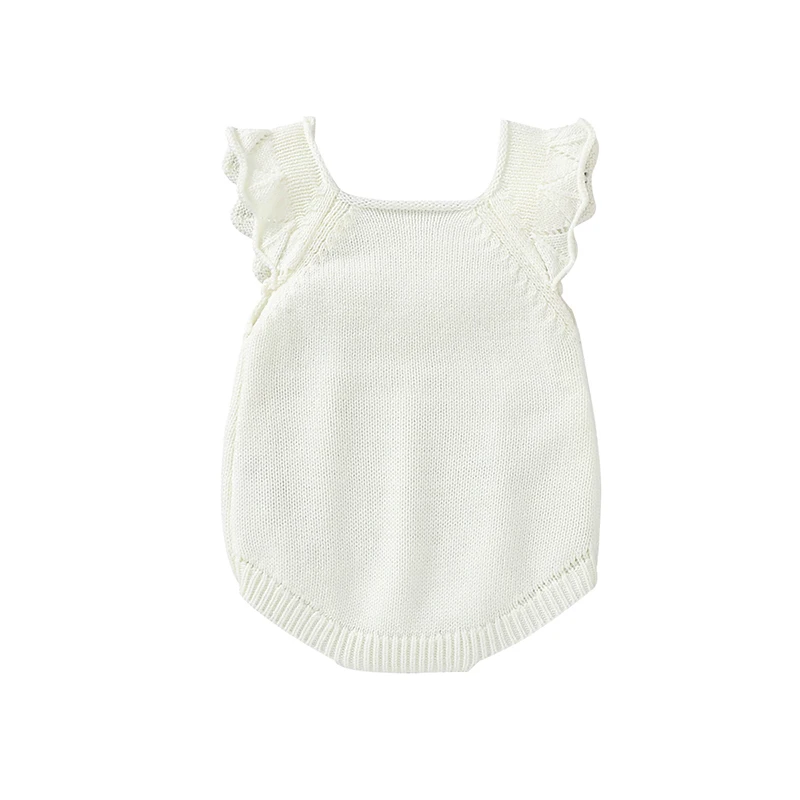 Doll Collar Sleeveless Newborn 0-18 Months Jumpsuit Bodysuit Breathable Knit Acrylic Baby Girls Rompers Infant Playsuit