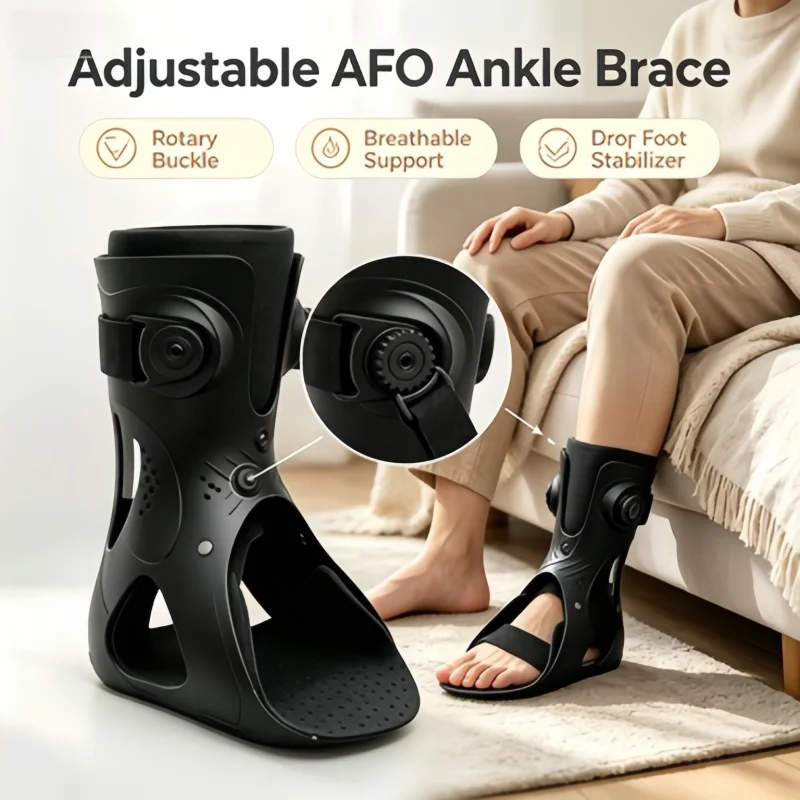 Soft Ankle Support Foot Drop Brace, Adjustable AFO Orthosis for Walking, Lightweight Posture Corrector for Daily Mobility