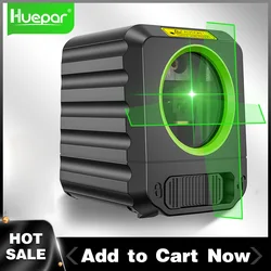 Huepar 2 linee livello Laser autolivellante raggio verde linea trasversale verticale e orizzontale 100ft allineamento strumenti Laser per la casa fai da te