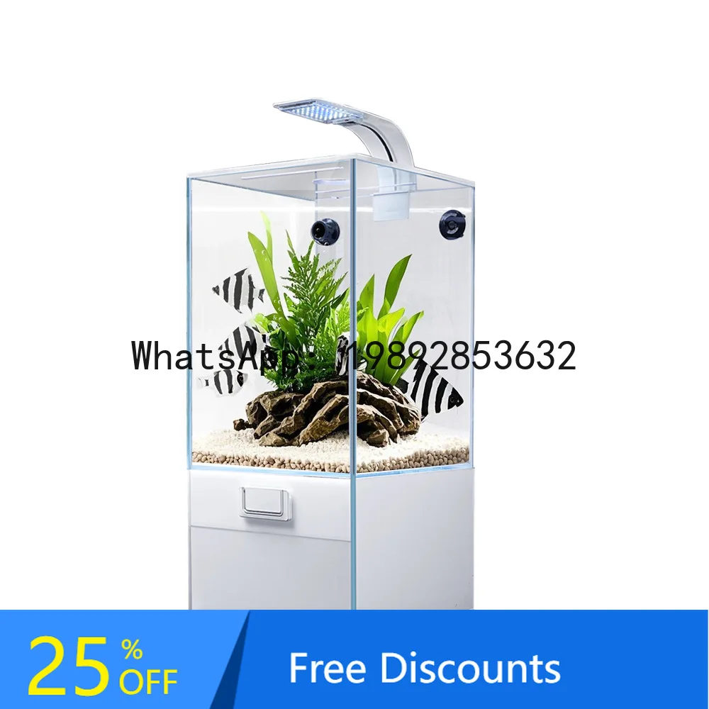 CZ   Filter Oxygen Generator Integrated Glass Tank Ultra-clear Square Tank Goldfish Tank No Water Change Needed