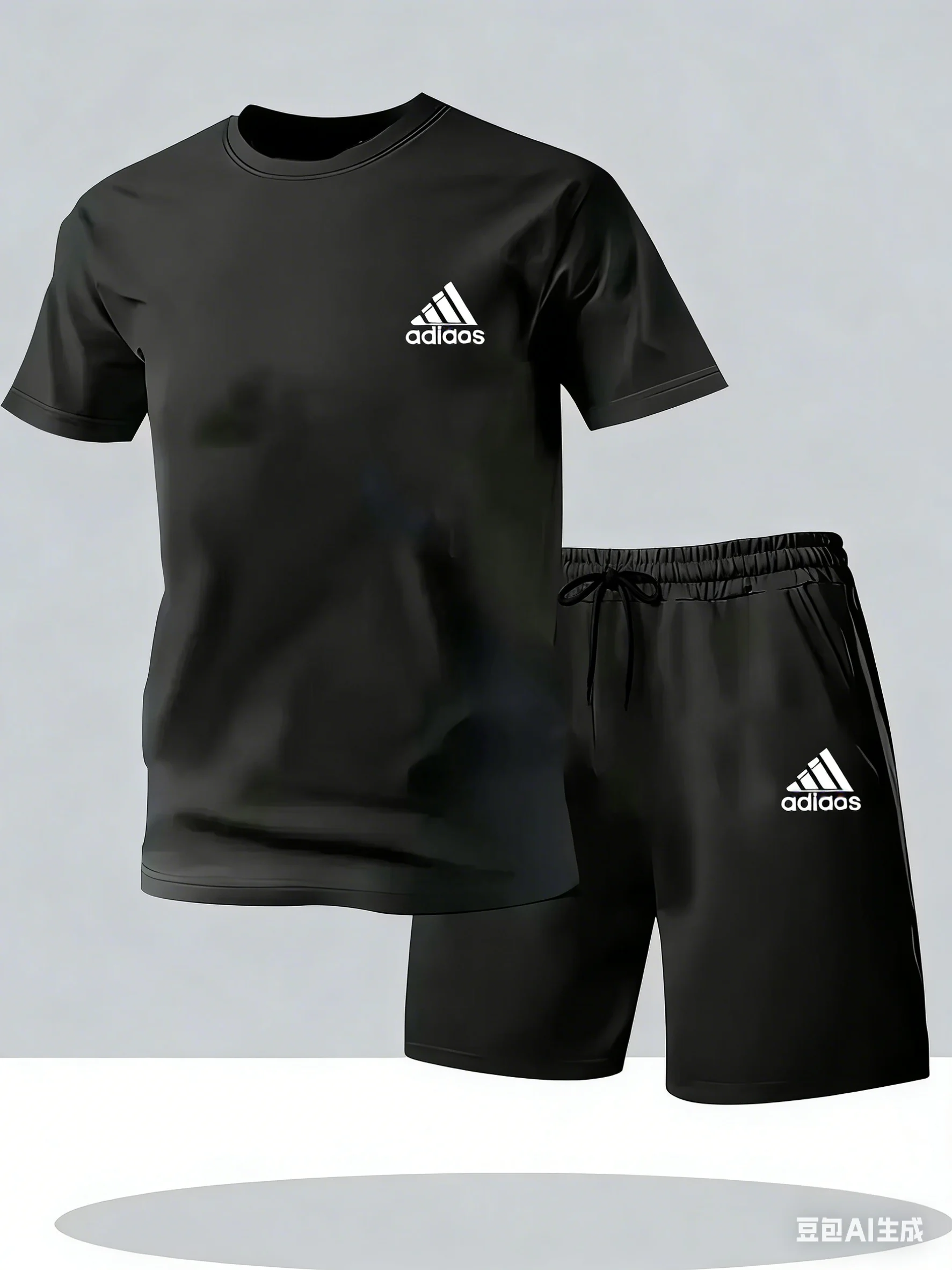 

New summer fitness sportswear for men short-sleeved T-shirt and shorts two-piece set breathable and quick-drying casual wear