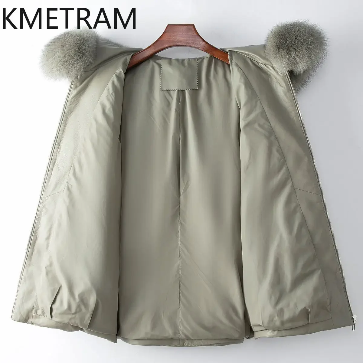 100% Płaszcze puchowe z owczej skóry Odzież damska Kołnierz z futra lisa Moda Kurtka puchowa 2024 Kurtki zimowe z kapturem Пуховик Женский