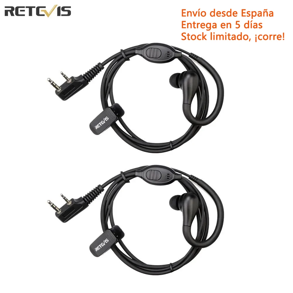 Retevis EEK007 RT22 наушник Walkie Talkie 2-контактный крючок двустороннее радио наушники для Retevis RB618 H777 RT622 Baofeng UV5R TYT