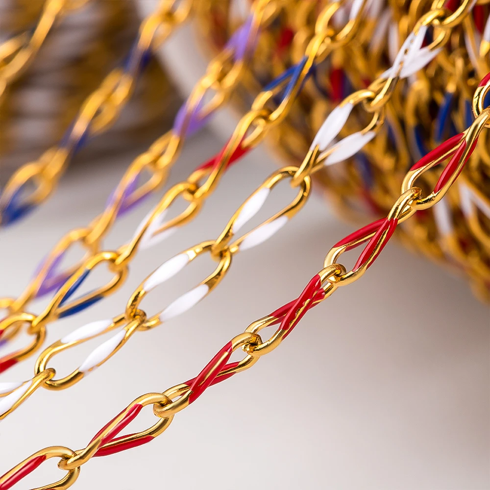 

1 Meter Enamel Twisted Chain Stainless Steel Cable Rolo Link Body Gold Chain Belt for Jewelry Making DIY Necklace Bracelet Craft