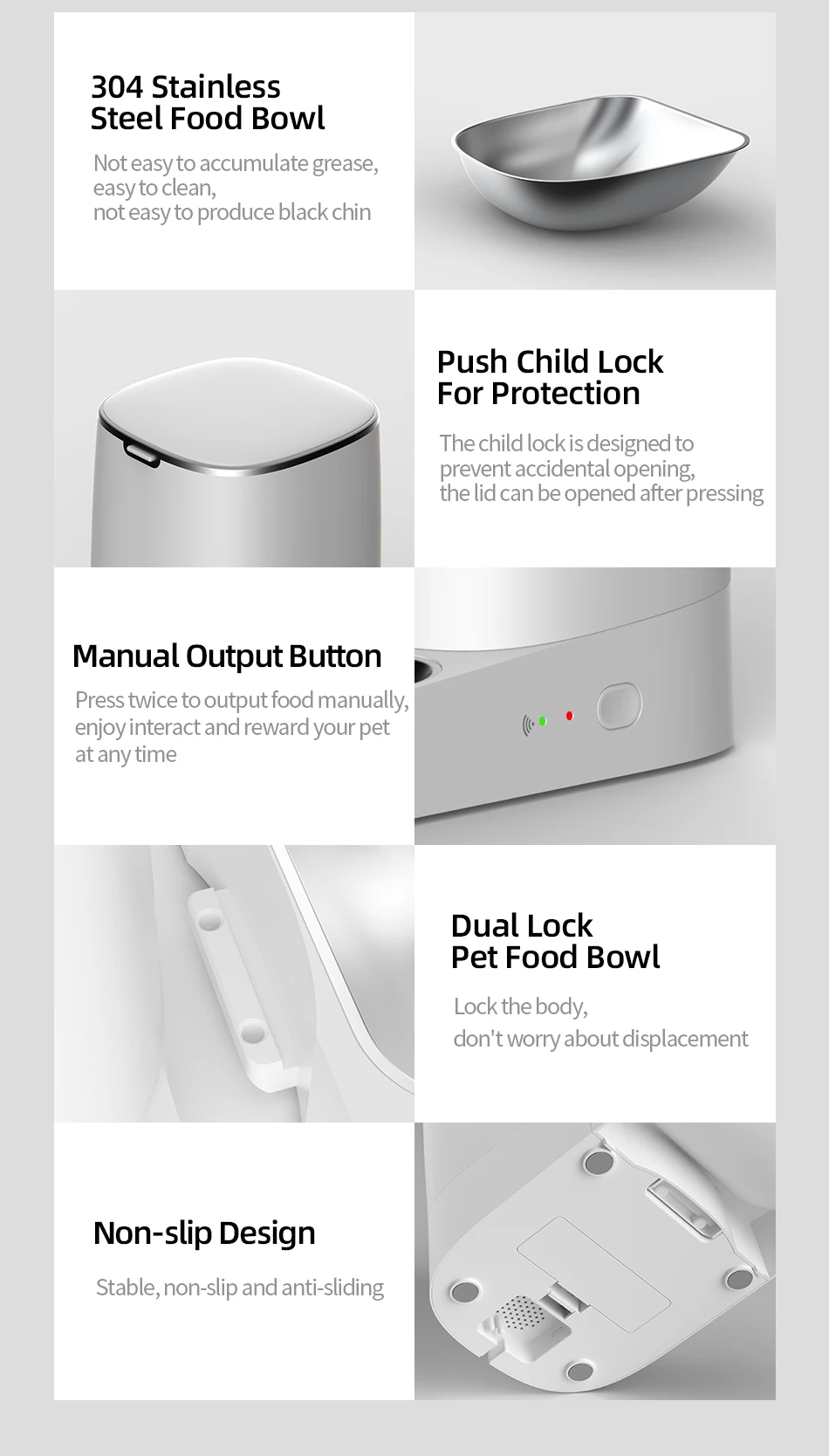 ROJECO Automatischer Katzenfutterspender für Haustiere, Smart WiFi, Katzenfutter, Kibble-Spender, Fernbedienung, automatischer Futterspender für Katzen und Hunde, Trockenfutter-Zubehör – Detail 11