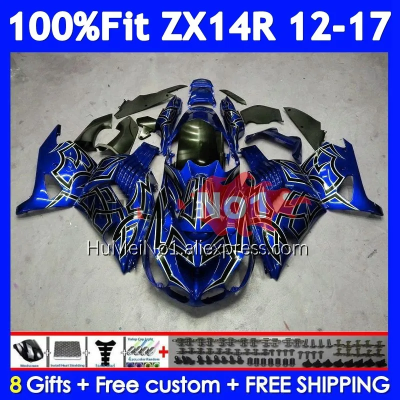 Body For KAWASAKI NINJA ZX 14R ZX14R 2012 2013 Blue silver 2014 2015 2016 2017 229No.20 ZX14 R ZX-14R 12 13 14 15 16 17 Fairing