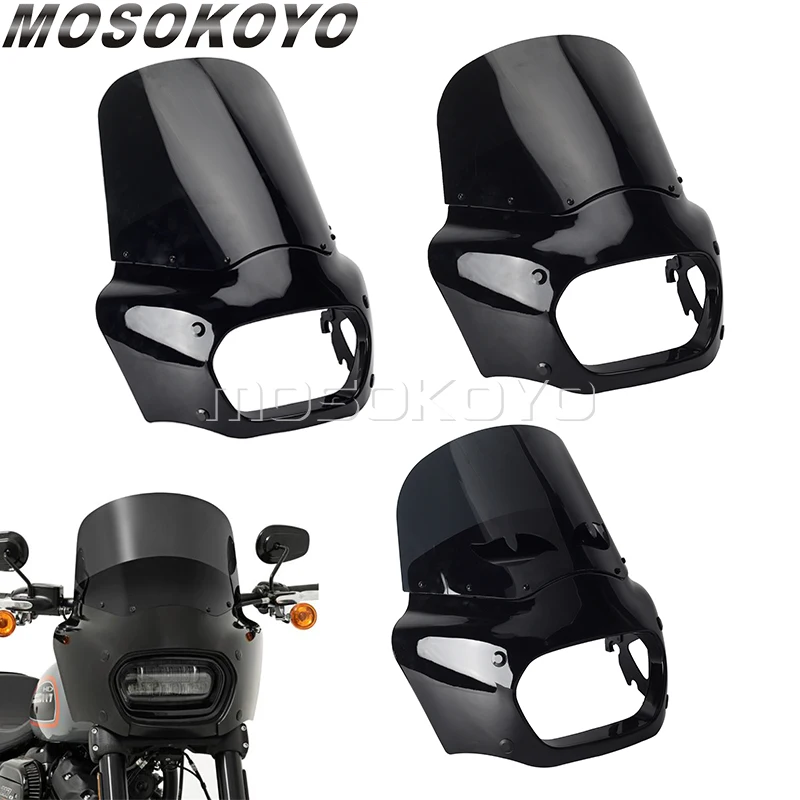 Motorcycle Front Headlamp Cowl Headlight Fairing Cover For Harley Softail Fat Bob FXFB FXFBS 15inch Wind Shield Screen Guard 18+