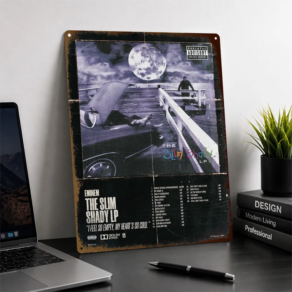Eminem Slim Shady LP Album Cover Aluminum Poster Personalized Metal Sign Vivid Street Performer Wall Art Made For Music Lovers