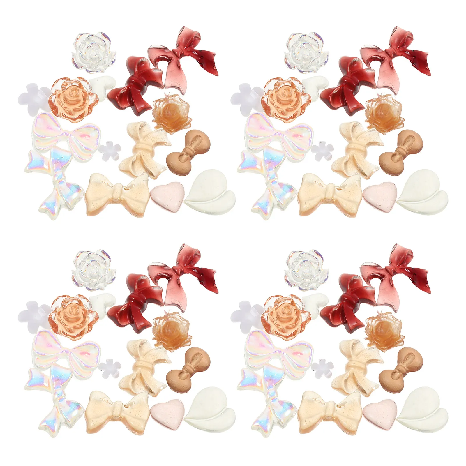 

300Pcs Resin Bowknot Nail Gems Shimmer Finish 3D Charms for Nails Accessories Trendy Floral Manicure Design Small Jewelry Decor