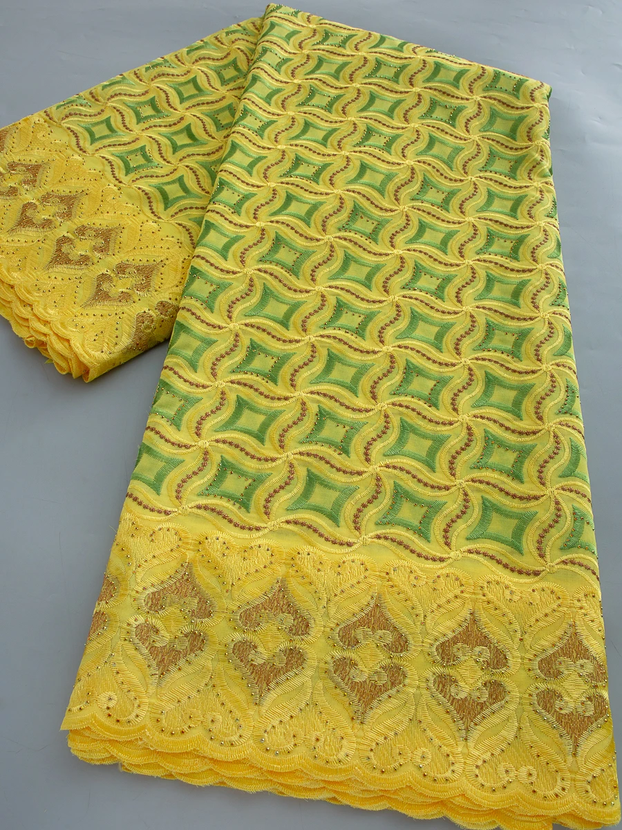 

Элитная нигерийская кружевная ткань с камнями, высококачественное африканское хлопковое кружево, швейцарский вуаль-кружевной материал, 5 ярдов для свадебных платьев, коллекция 2026 года