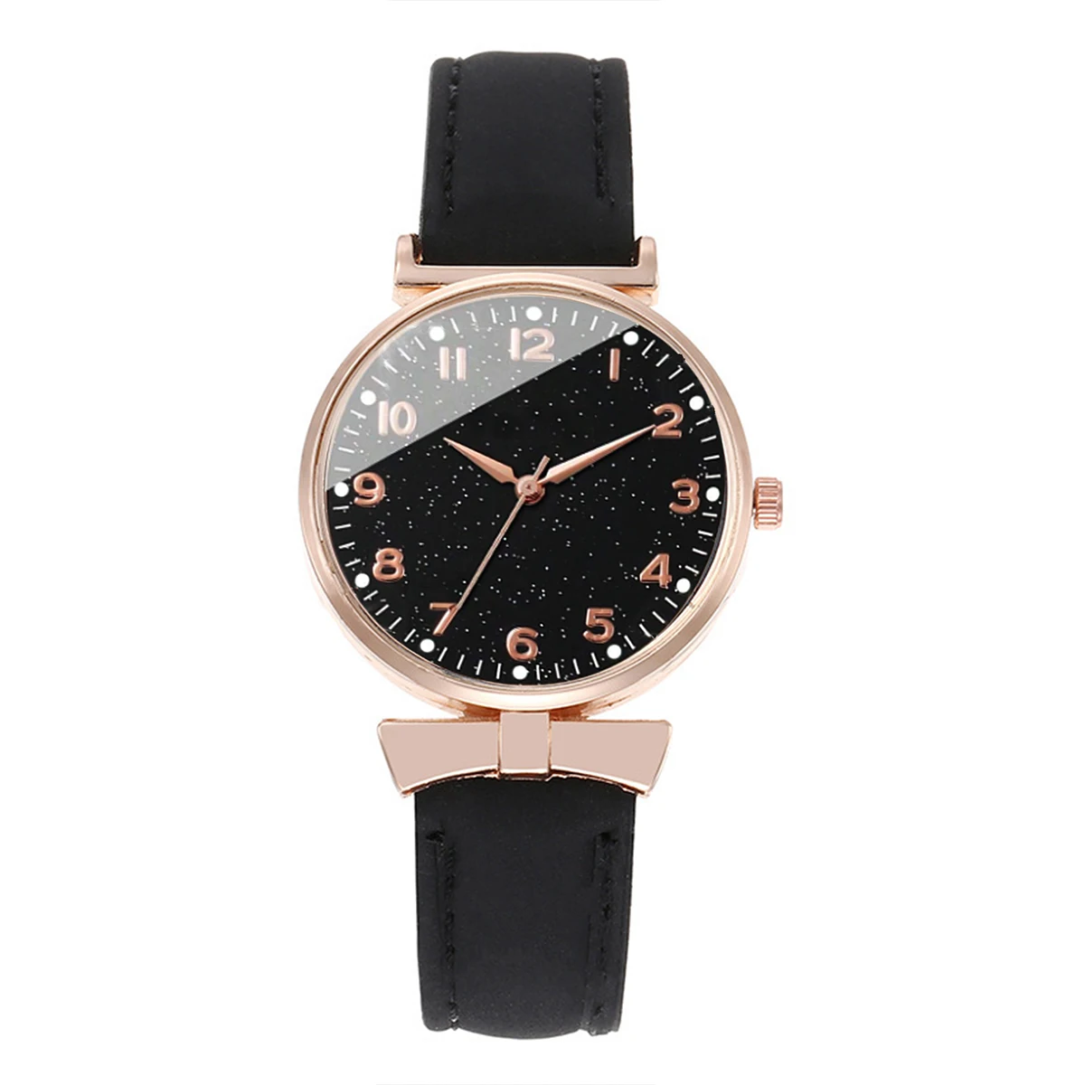 Black leather stylish simple ladies quartz watch with Black Butterfly Set Back to School season gift simulation watch