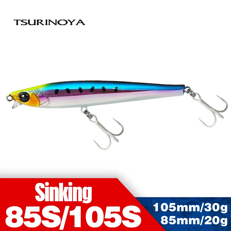 Tsurinoya 85s 105s lábio curto isca de pesca pesada afundando lápis airazor 85mm 20g 105mm 30g fundição longa lipless mar isca de pesca