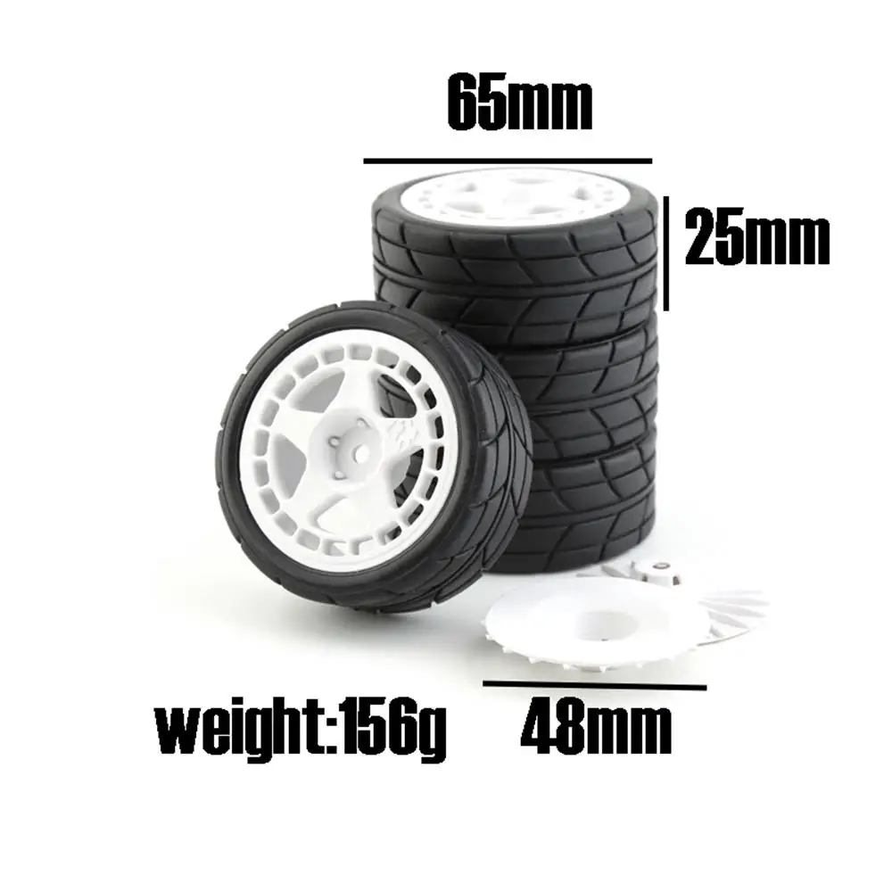 4PCS 65mm Rubber Tires Wheel Rim for 1/10 RC Rally Car HPI Tamiya Kyosho WRC Claw 43 Ken Block Fiesta Fifteen52 XV01 TT02