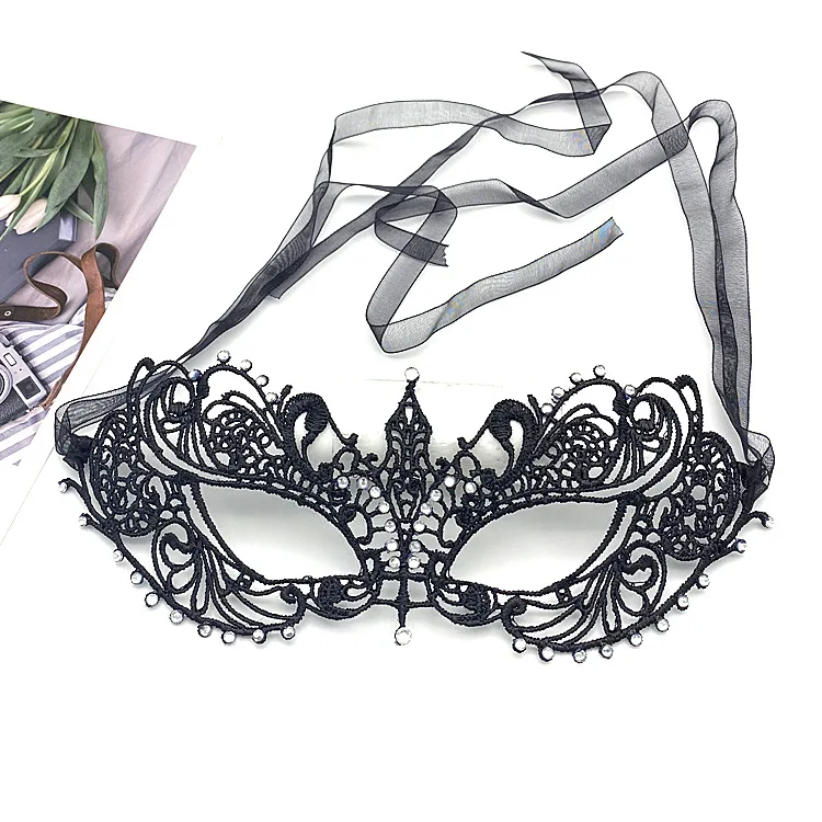 Women  Hollow Lace Masquerade Gold Black Face Mask Princess Party Cosplay Prom Props Costume Nightclub Queen Eye Mask Exotic