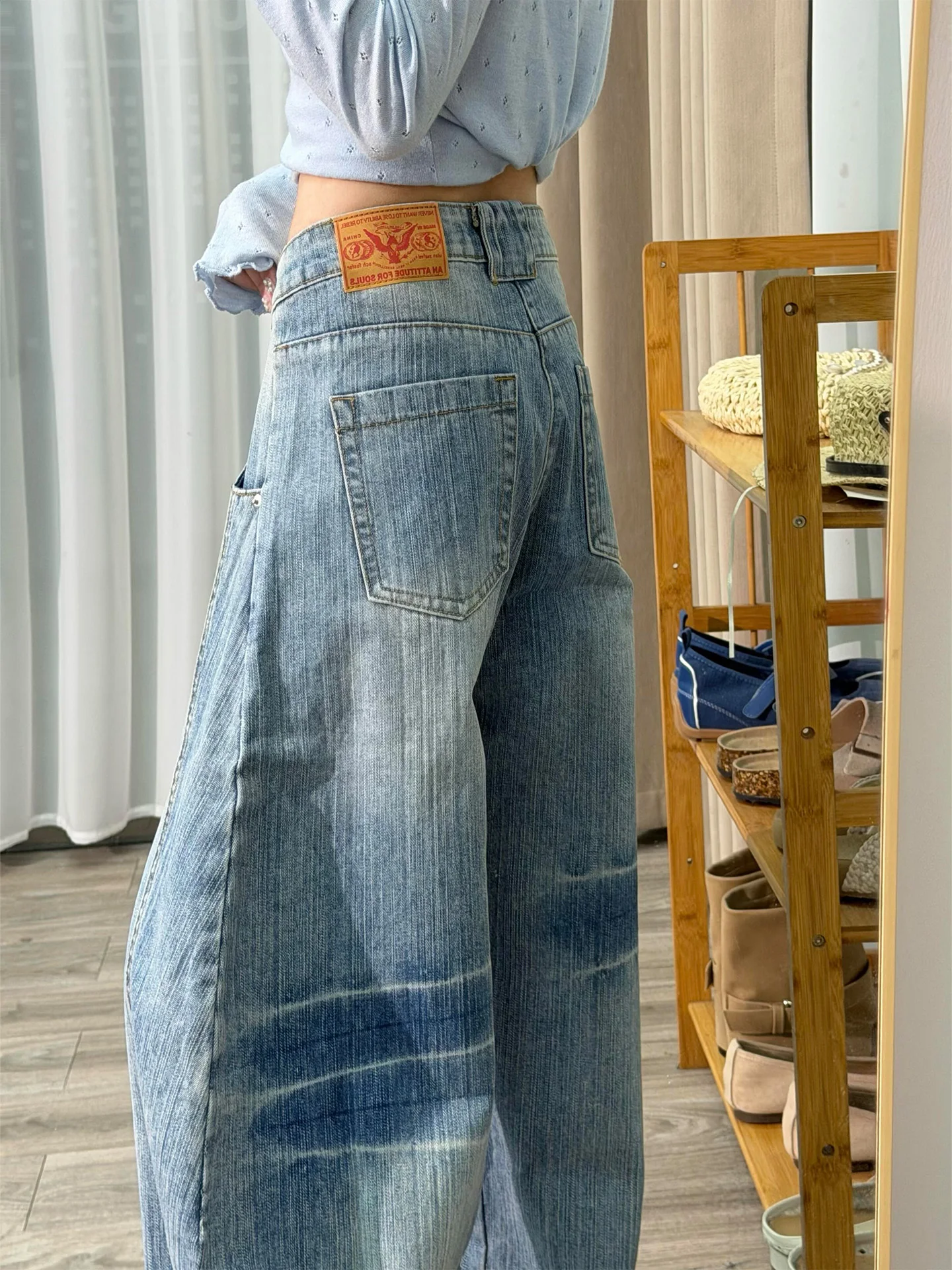 

Blue Wide Leg Jeans Loose Fit High Waist Denim Pants for plus Size Women Spring Summer New Style Pear Shaped Body Slimming