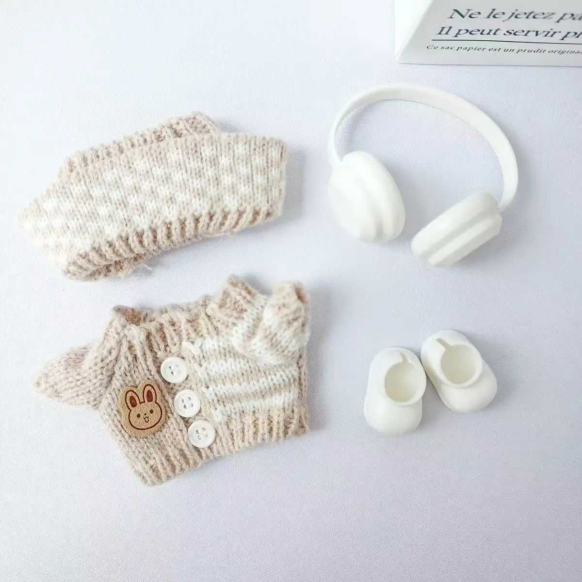

15-17 cm For Labubu v1v2 Clothes outfit For Labubu Sitting Party Bear Label Scarf Hat Bag Dolls Accessories Cute Decoration ﻿