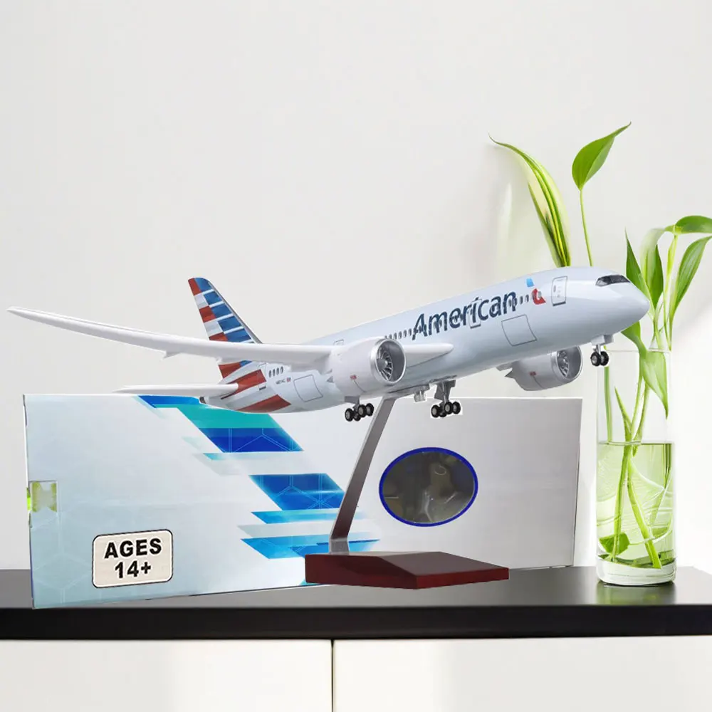 

Airplanes Decoration Home 47cm Scale Aircraft B787 American Airlines Airlines Model With Light and Wheel Diecast Resin Airplane