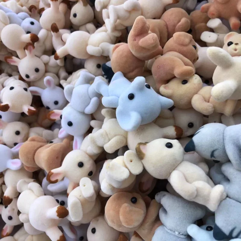 Flocking Animals Families Partial Defective Bulk Cargo Cartoon Cute Rabbit Bear Dog Panda Blend Random Animal Figure Toys