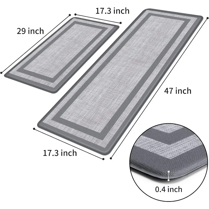 Kitchen Mat [2 PCS] Cushioned Anti-Fatigue Kitchen Rugs Non-Skid Waterproof Kitchen Mats and Rugs Ergonomic Comfort Standing Mat