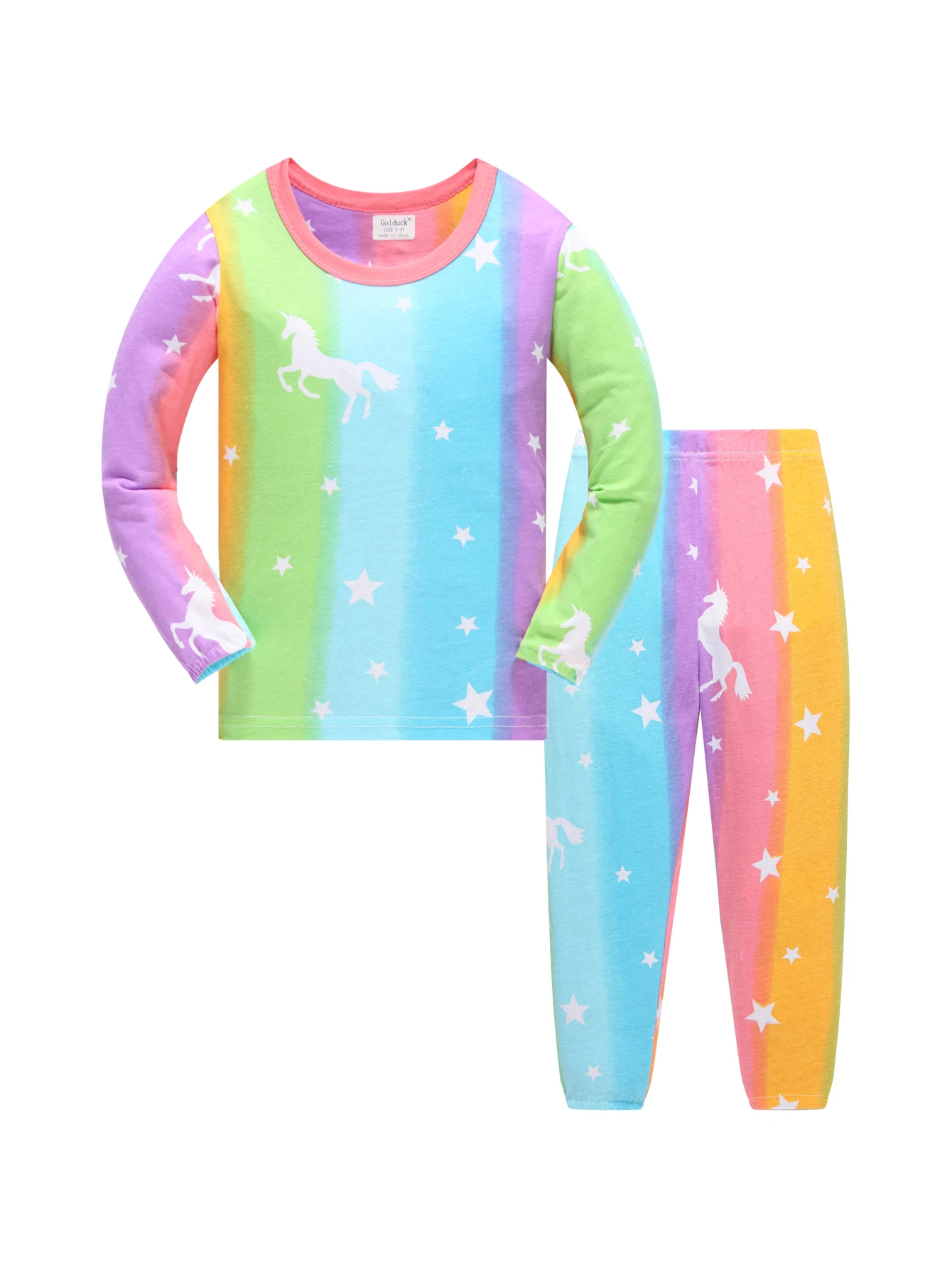 

Children's clothing Spring and Autumn long sleeved long pants underwear set Pajama set Girls' colorful unicorn home clothes set