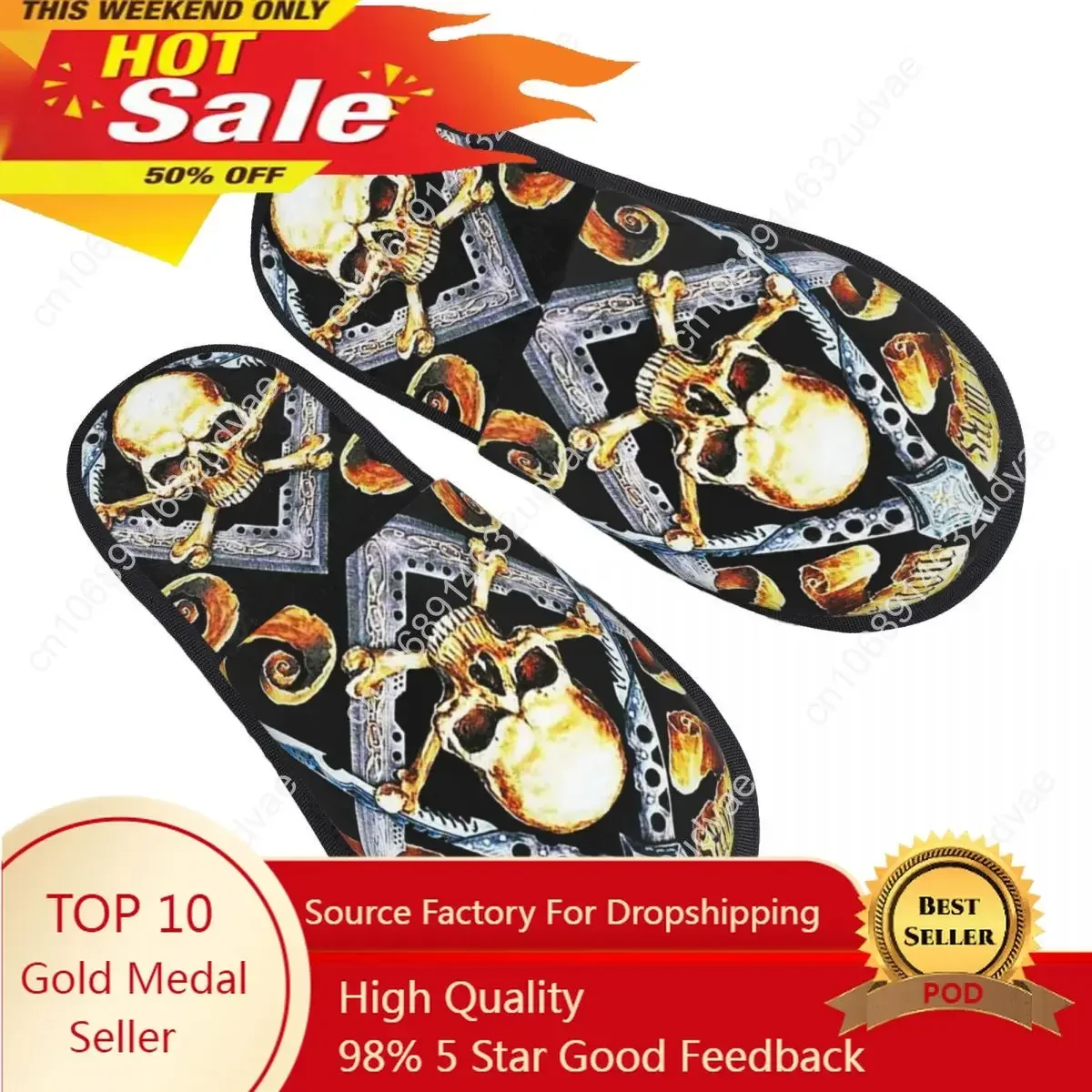 

Winter Women Men Non-Slip Flat Slippers Skull And Cross Bones Square Compass Masonic Freemason Indoor Fur Soft Warm Shoes