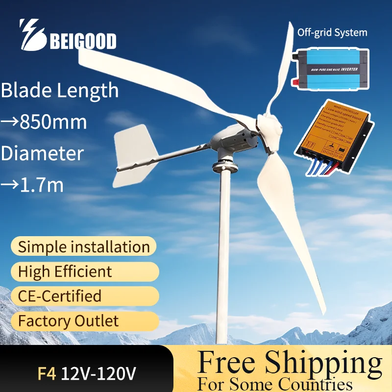 

8000W 12V 24V 48V Horizontal Axis Wind Turbine 3 Blades Wind Generator Windmill for Home Low Start Wind Speed High-quality