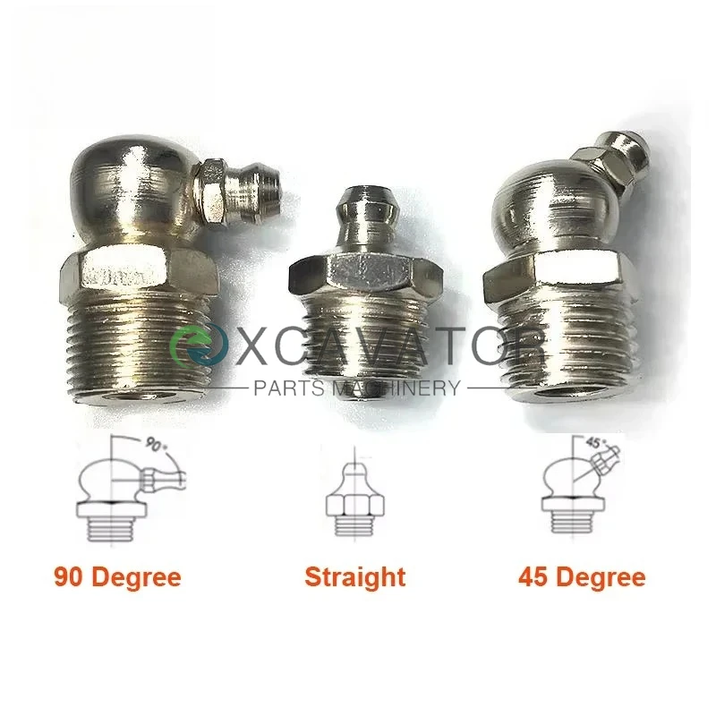 

10 шт. M6 M8 M10 наружная резьба, прямой коленчатый тип, насадка для смазки гидравлического масла, фитинги для автомобильного экскаватора, смазочный пистолет
