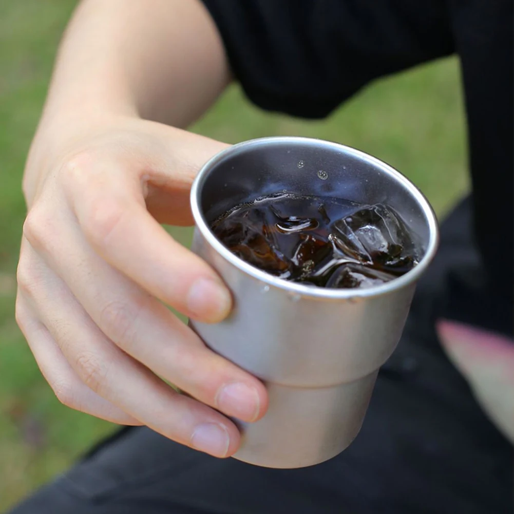 

3 шт., 300 мл, стаканы для барбекю для пикника с сумкой для хранения, кружка для чая, кофе, молока, портативная чашка для воды из нержавеющей стали для уличного барбекю