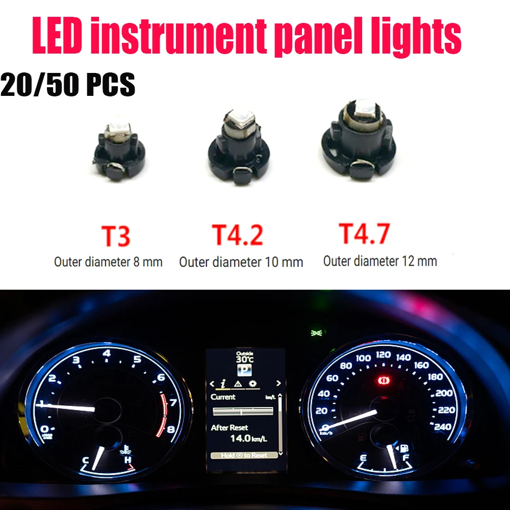 

Automotive LED Dashboard Lights T3 T4.2 T4.7-3030-1SMD with Lens LED Dashboard Air Conditioning And Clock Bulbs