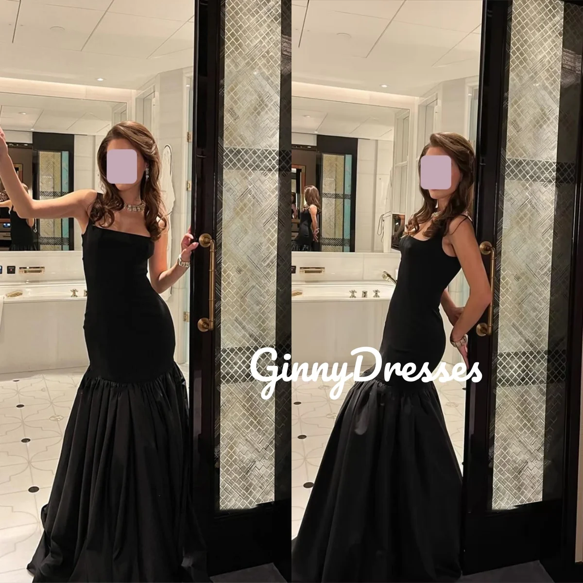 Partykleider, individuelle Meerjungfrau, quadratischer Ausschnitt, Reißverschluss, luxuriöse Abendkleider, Rüschen, ärmellose Kleider für besondere Anlässe