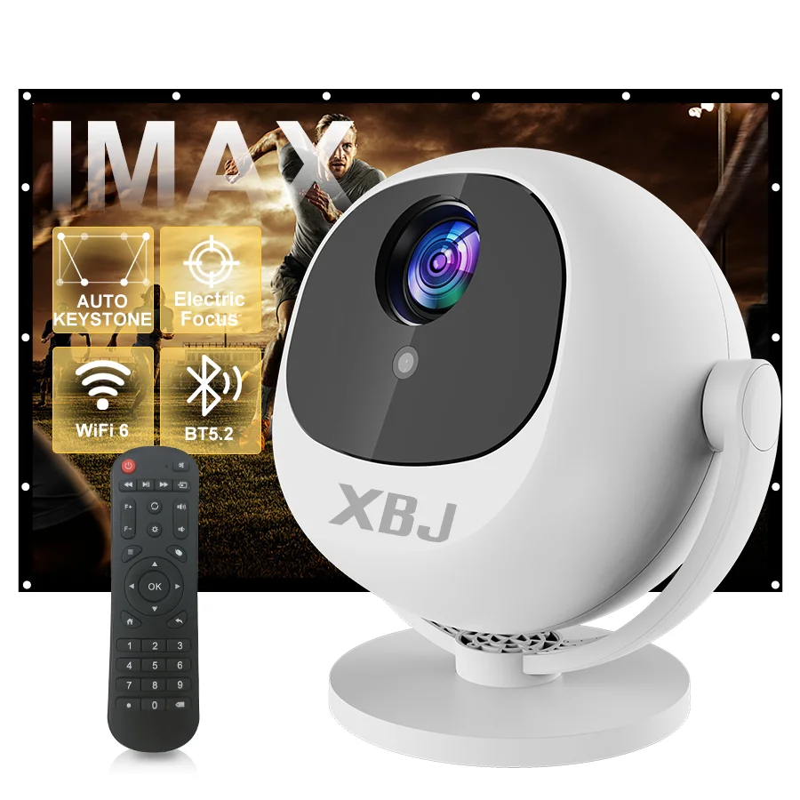 XBJ Spherical Home Theater 4K Projector, Android WiFi 6 BT 5.0