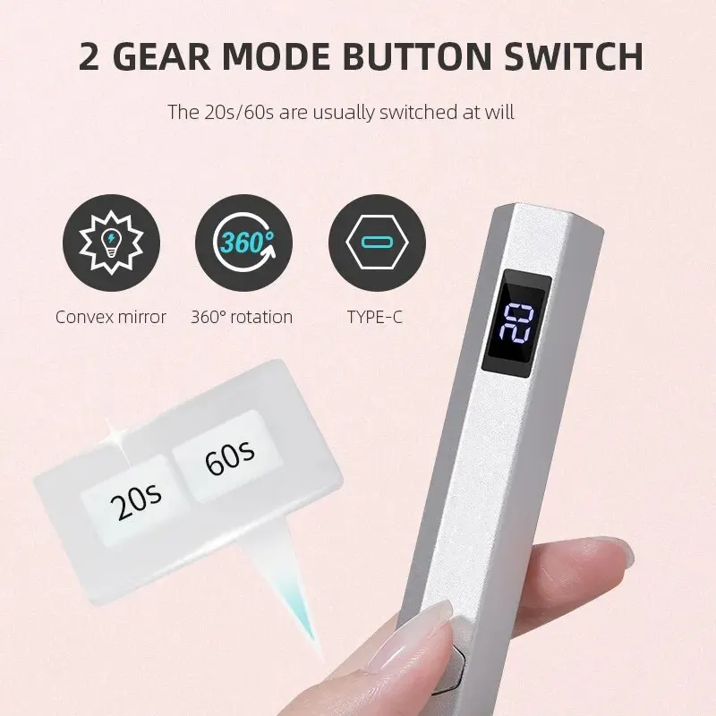 مصباح LED صغير محمول بالأشعة فوق البنفسجية للأظافر ، مجفف أظافر محمول قابل لإعادة الشحن ، طلاء جل علاج مع شاشة ، آلة مانيكير