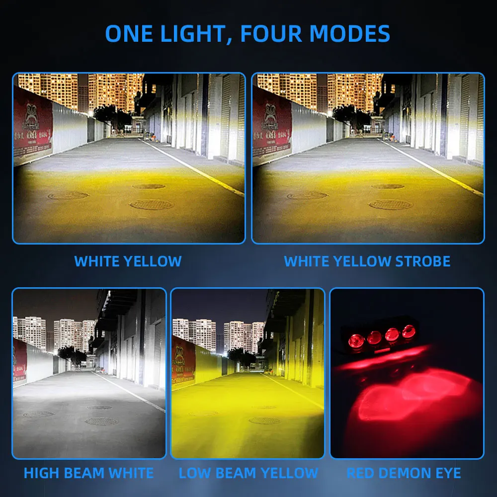 2pcs Additional LED Motorcycle Lights Headlight Spotlights 4lens Laser bulb moto Auxiliary lamp Fog Lights Scooter Driving light