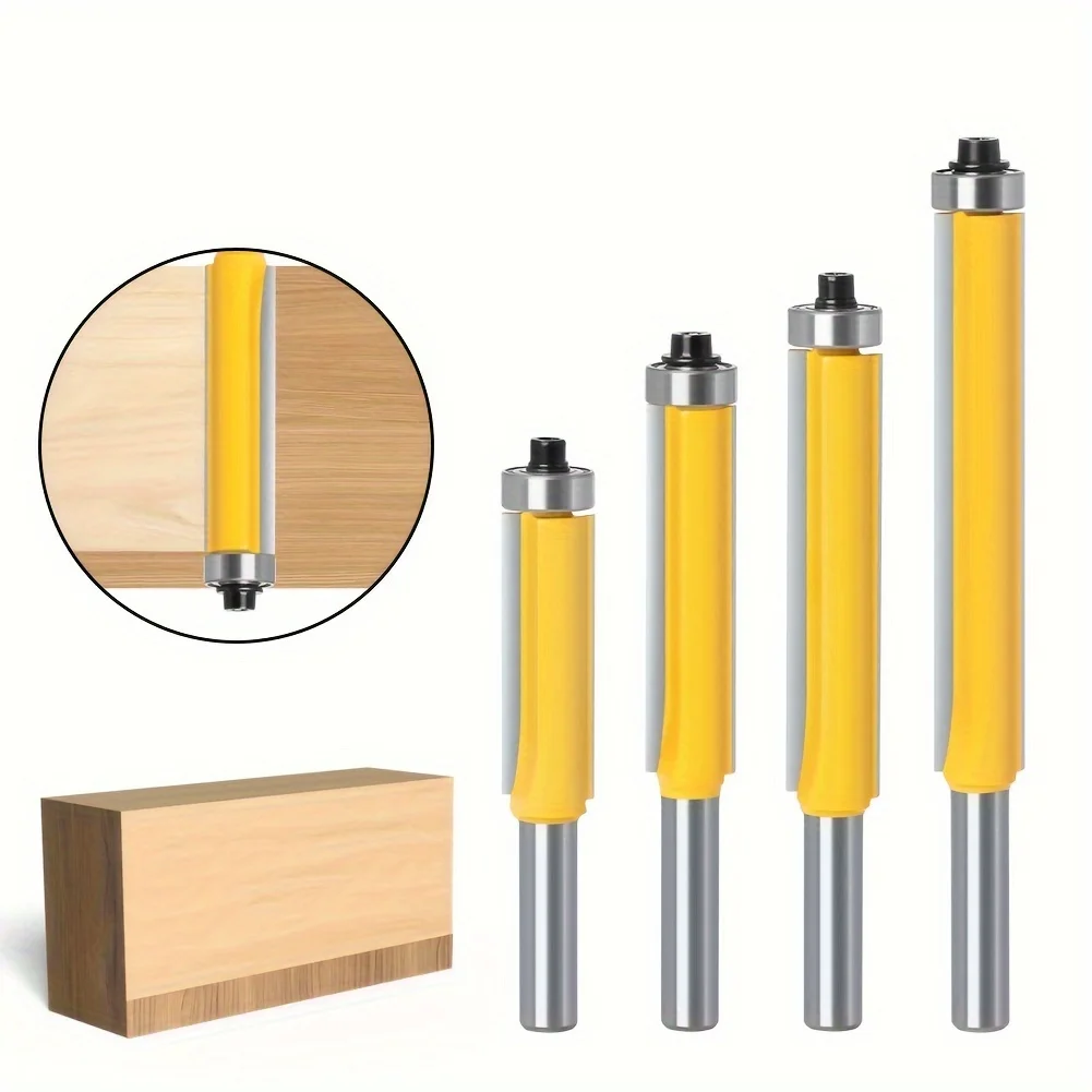 Tige 2 "embout de routeur à garniture affleurante avec roulement fraises à bois fraise en carbure de tungstène pour outils de travail du bois