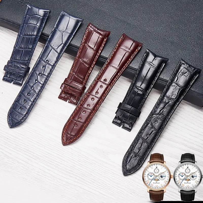 

FUYIJIA Nile Crocodile Skin Watchbands Custom Substitute B-lancpain FIFTY FATHOMS Strap 18MM 20MM 22MM 23MM Genuine Leather Belt