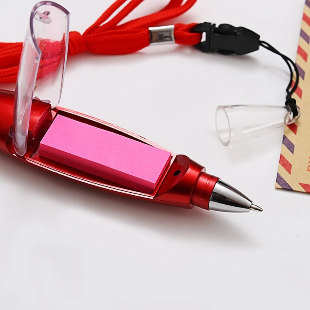 

Creative Ballpoint Pen LED Light Stationery Quick-Drying Neutral Pen Lovely Signature Pens with Hanging Rope & Sticky Note Paper