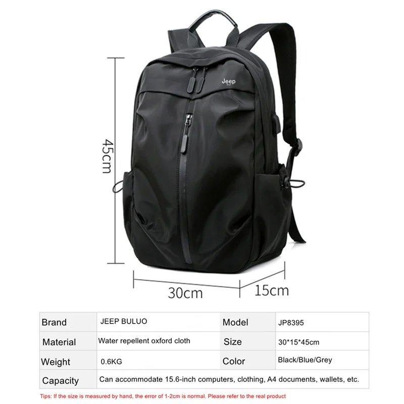 JEEP BULUO Brand Large Capacity Backpacks For Men and Women Packsack Rucksack 15.6\' Laptop School Bag Casual Fashion Travel