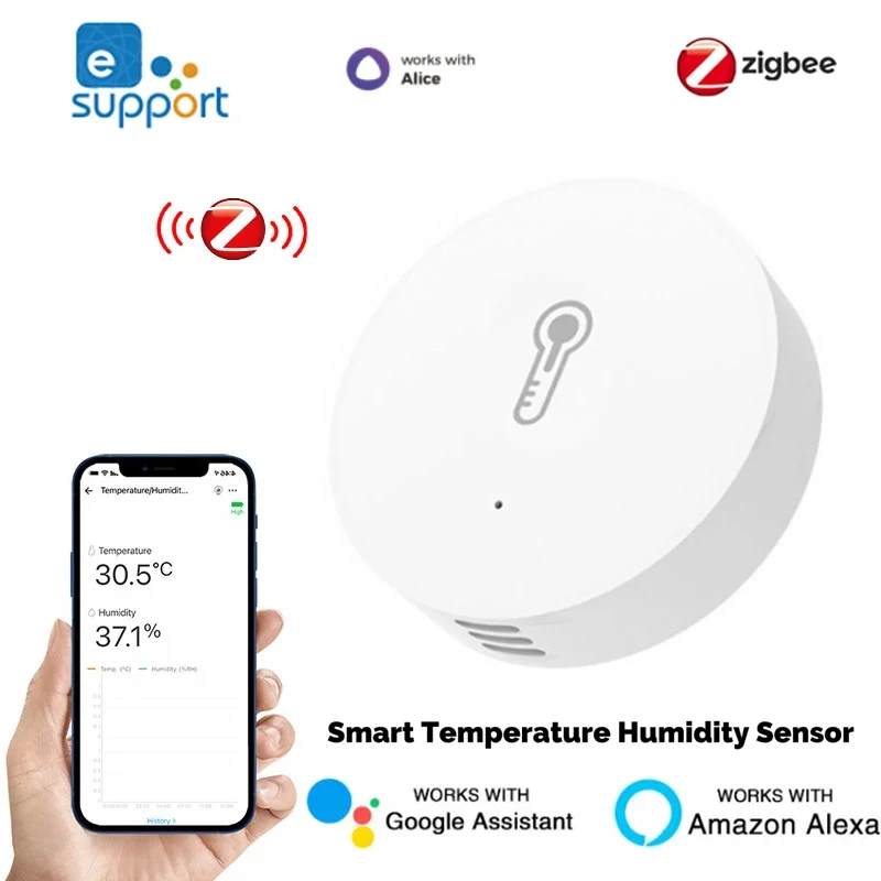 

Zigbee 3,0 EWelink умный датчик температуры и влажности управление приложением внутренний термометр монитор домашняя автоматизация для Alexa Google