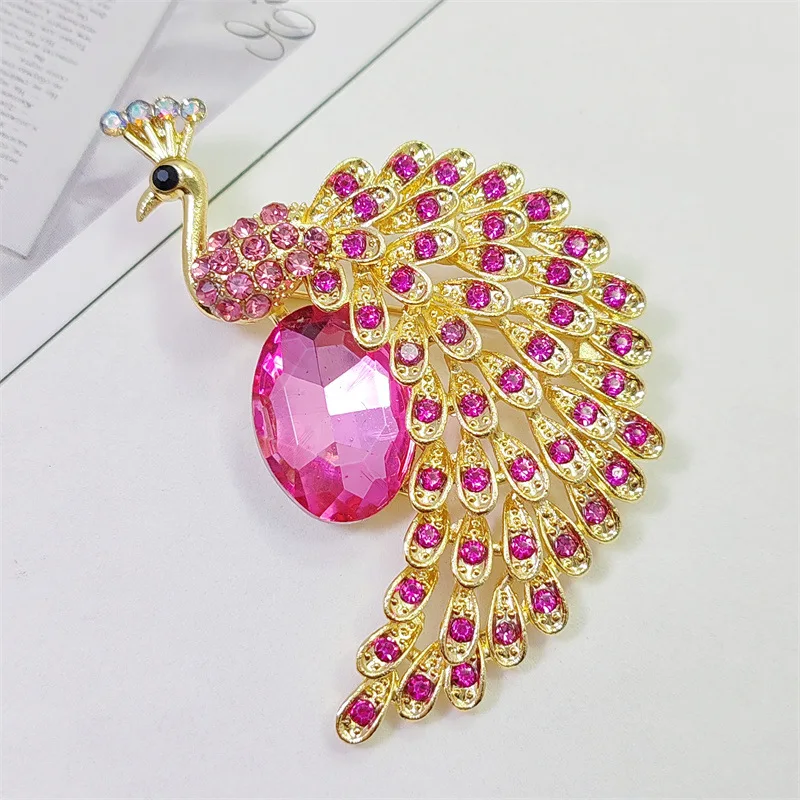 Exquisite Rhinestone Peacock Brooch For Unisex Luxury Colorful Zircon Animal Brooches Clothing Office Accessories Banquet Gifts view 6