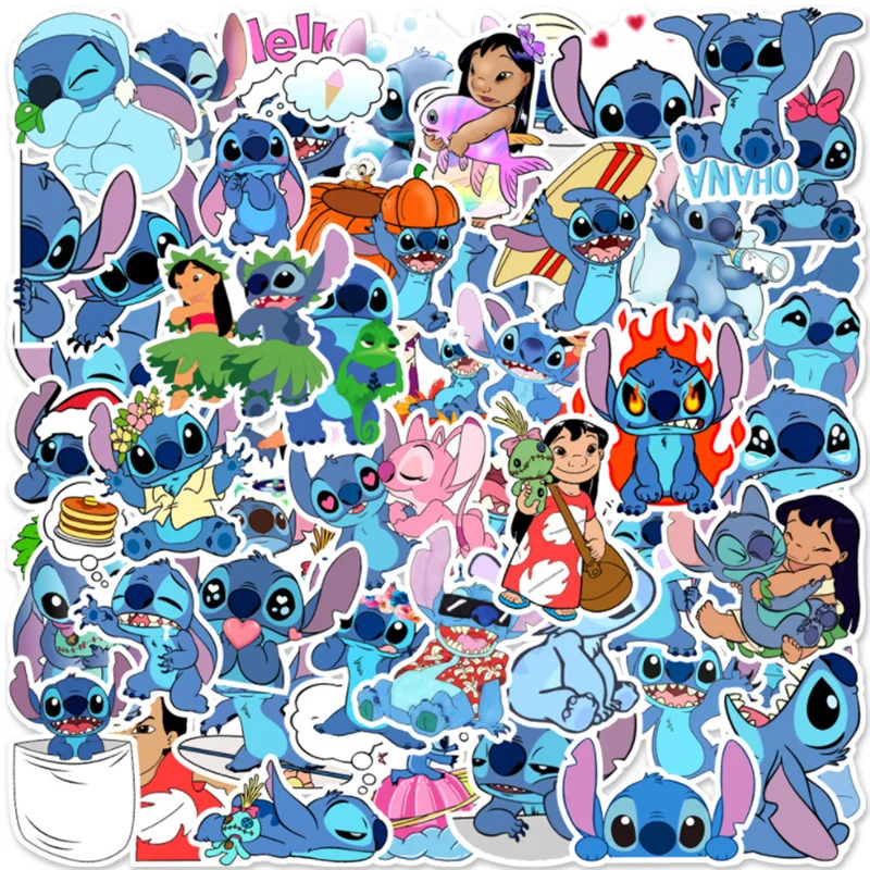 MINISO 50PCS Lilo & Stitch Cosplay Stickers Graffiti For Laptop Luggage Bike Car Skateboard Waterproof Decal Toys Sticker