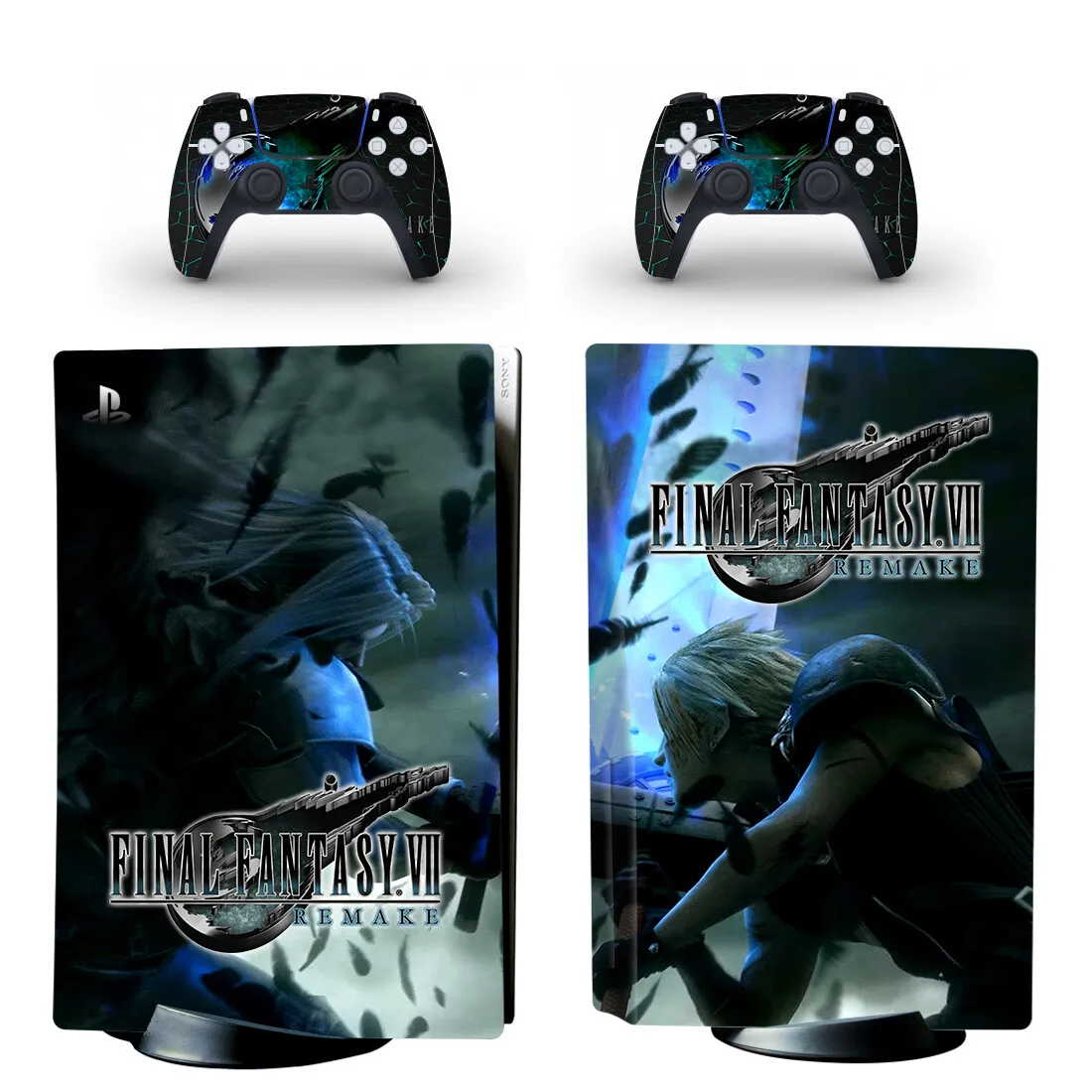 Juego Final Fantasy Remake PS5 Disc Skin Sticker, cubierta de calcomanía para consola y controladores PS5 Disk Skin Sticker Vinyl