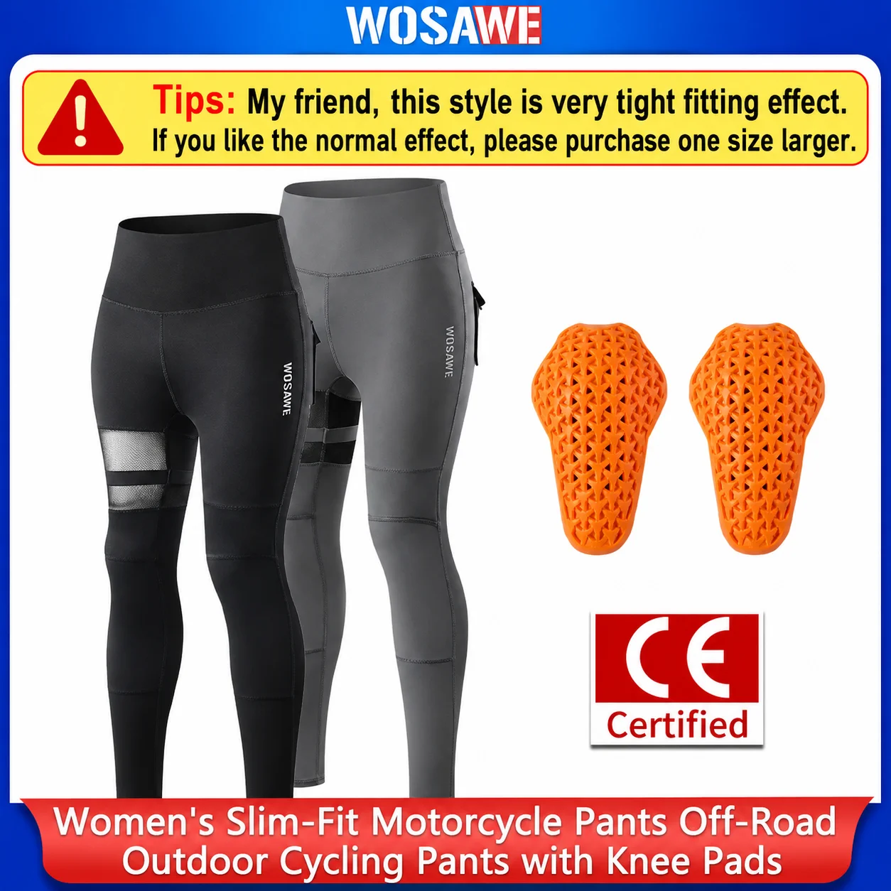 WOSAWE Women's Motorcycle Pants High Waist Stretch Breathable Riding Leggings with Knee Pads Moto Tights