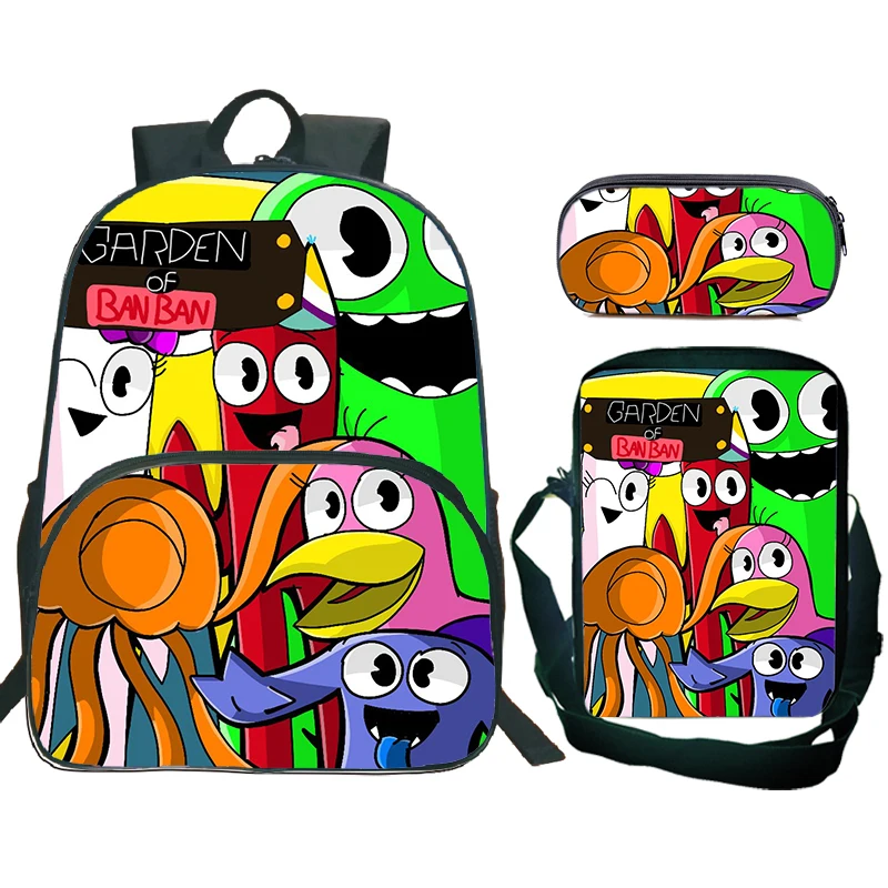 

Набор из 3 предметов Garten Of BanBan, рюкзак для мальчиков и девочек, забавная игровая школьная сумка, водонепроницаемая сумка для книг, большая вместимость, детские рюкзаки с героями мультфильмов