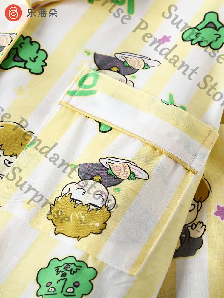 موديل جديد Mobu Saiko Hyaku Mob Psycho 100 بيجامة من القطن الخالص لفصول الربيع والخريف بأكمام طويلة طقم ملابس منزلية من الدمل