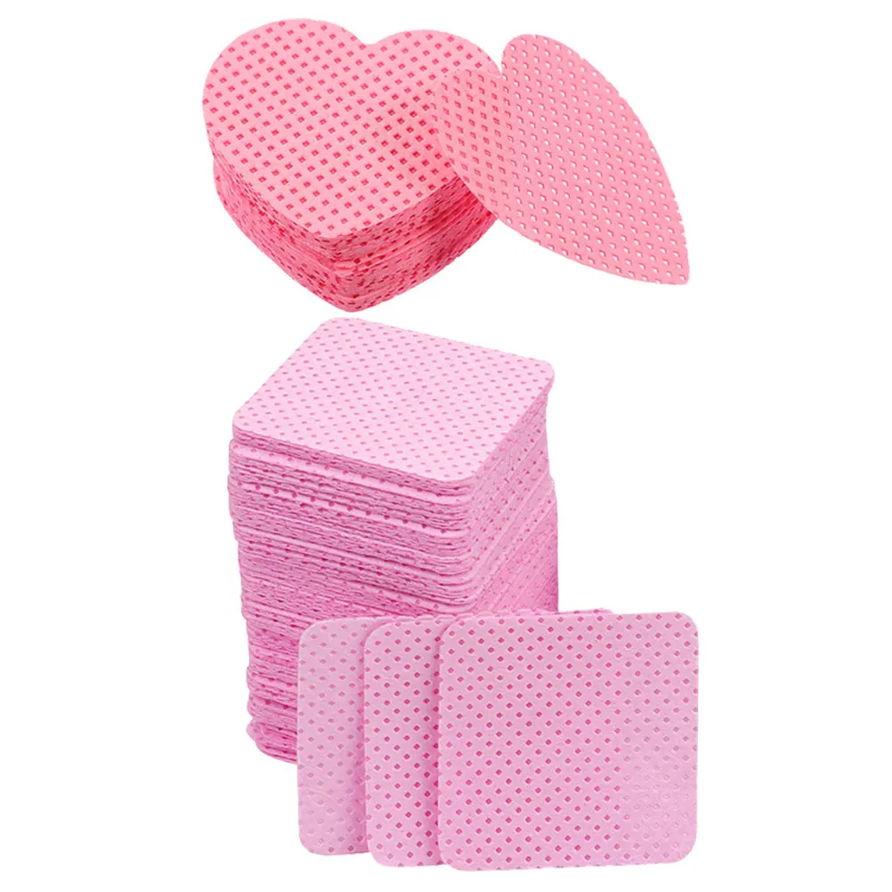 

400pcs Cleaning Pads Nail Polish Removal Wipes Glue Makeup Remover Cotton Sheets Pink Heart Gel Acrylic Nails Safe