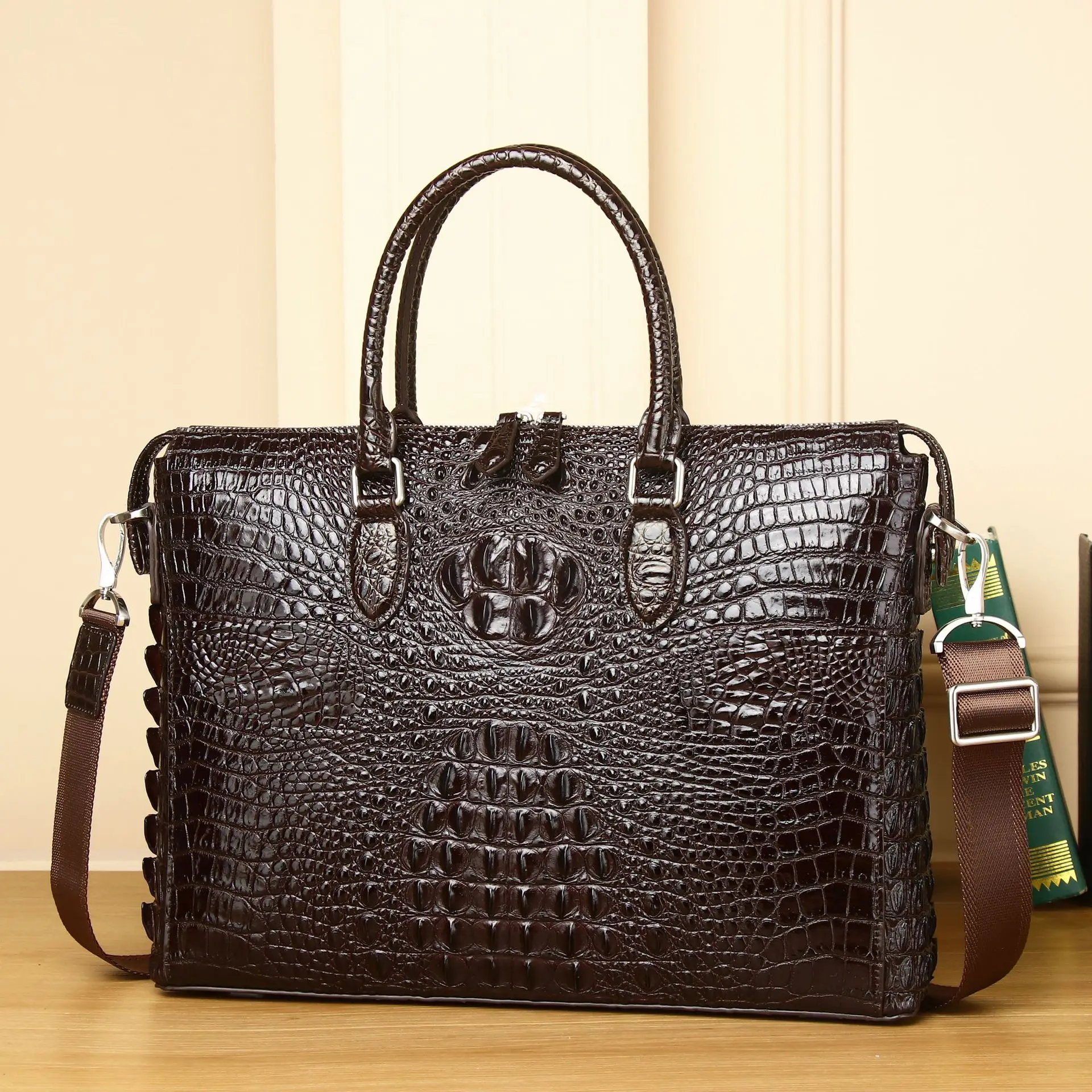 2023 New alligator Laptop Bags Cow Genuine Leather Men's Briefcase Luxury Brand Male Handbags Men Messenger 14 Inch Computer Bag