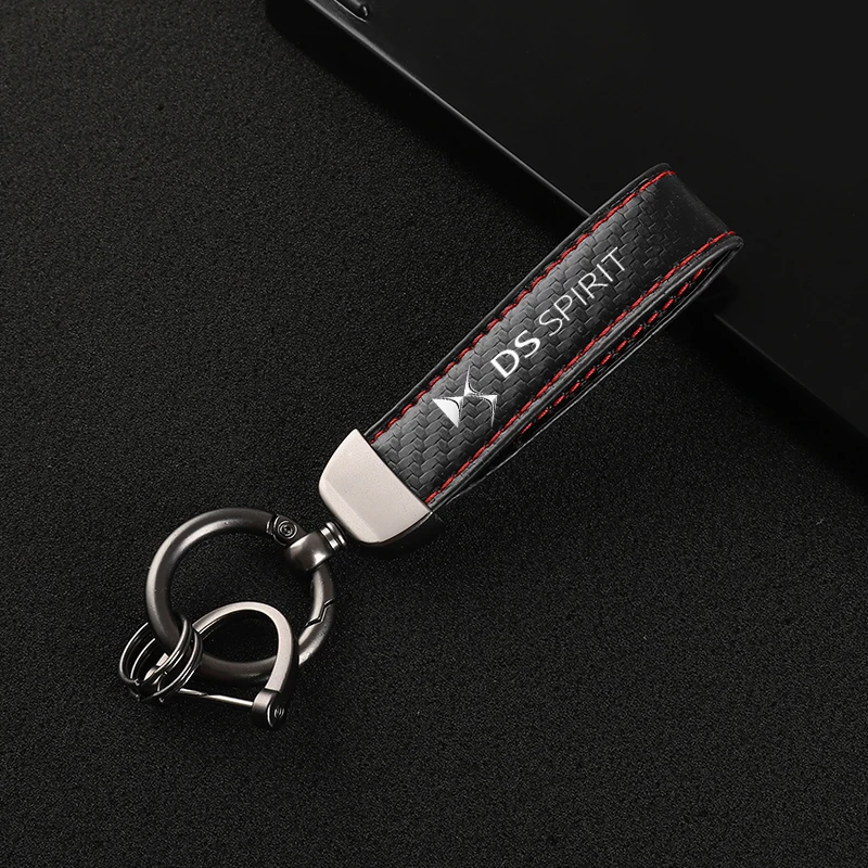 Carbon fiber Leather Car KeyChain Custom sports Key Rings gift For Citroen DS SPIRIT DS3 DS4 DS4S DS5 5LS DS6 DS7 DS Car