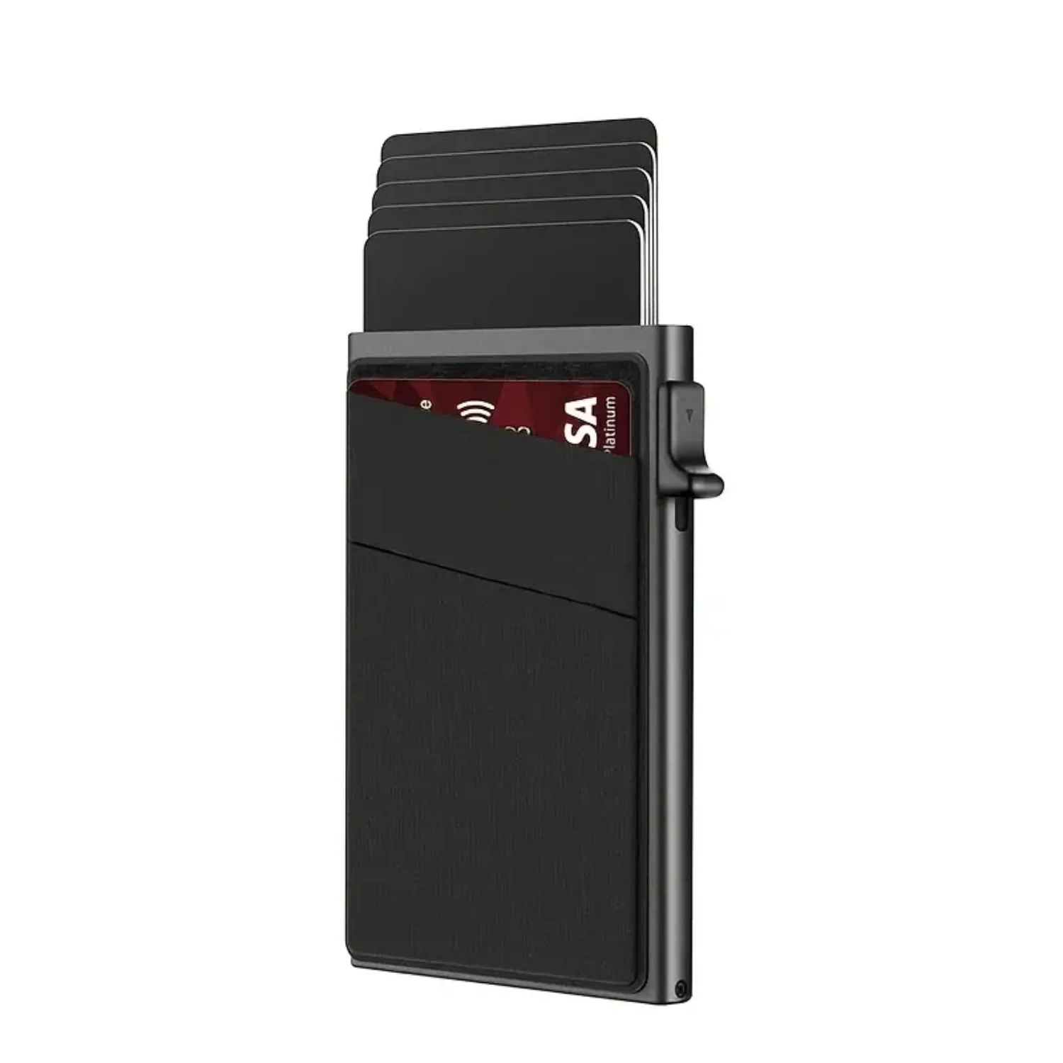 

Minimalist Design RFID Blocking Automatic Pop-Up Men's Business Card Wallet with Included Money Bag for Security and Style