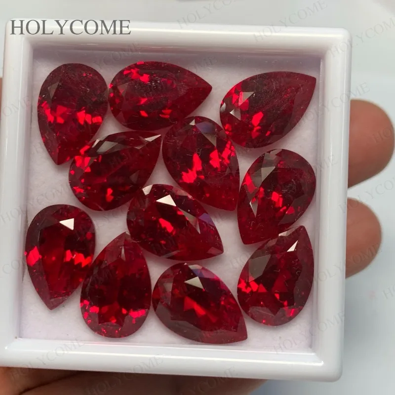 

Pear Shape Lab Grown Ruby Pigeon Blood Red AGL Selectable Sparkling Gemstone Beads Fine Quality For Necklace Jewelry DIY Making